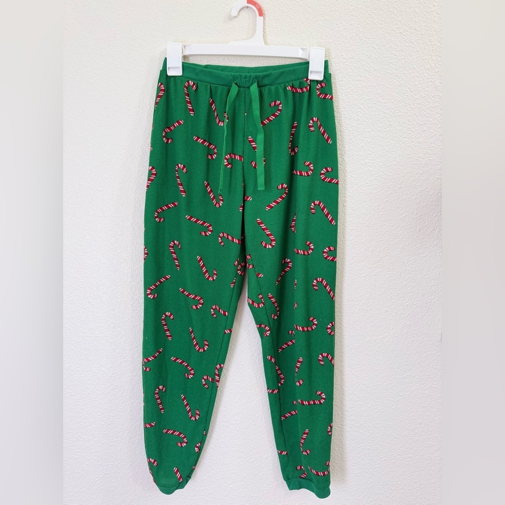 Christmas Green and Red Candy Cane Print Pajama Pants Women’s Size Small